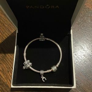 Pandora charm bracelet with 3 charms